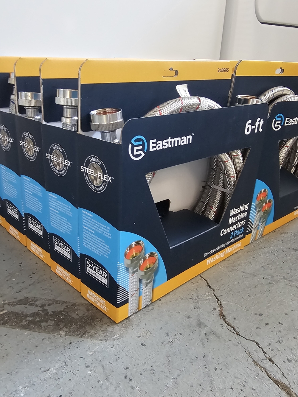 BRAND NEW EASTMAN 6FT WASHING MACHINE BRAIDED STAINLESS STEEL HOSES